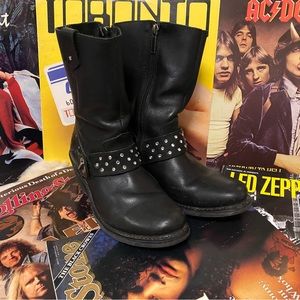 Vintage Harley Davidson jewelled biker heeled boots. UK 5 US womens 7